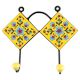 Yellow Base Turquoise Tiny Flower Ceramic Tiles Hook 